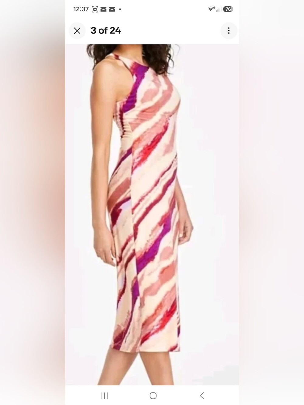 RACHEL Rachel Roy Peach Maxi Dress with Plum and Rose Wave Print